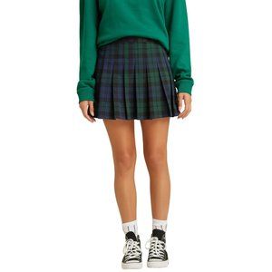 Vintage LL BEAN Plaid Tennis Pleated Mini Skirt 100% Wool Schoolgirl Made in USA